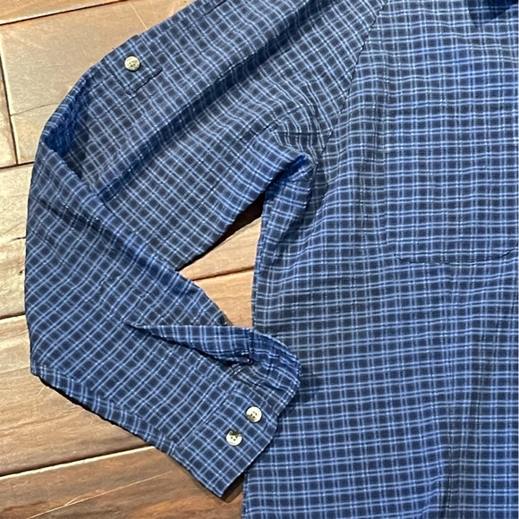 LL Bean Women’s Button Up Shirt Top Blue Check Long Sleeve Textured Pockets M - Picture 2 of 9